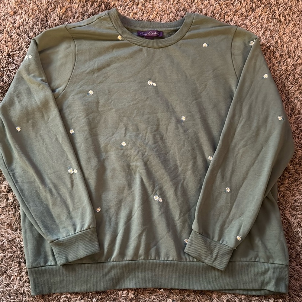 Women’s Green Flower Crewneck